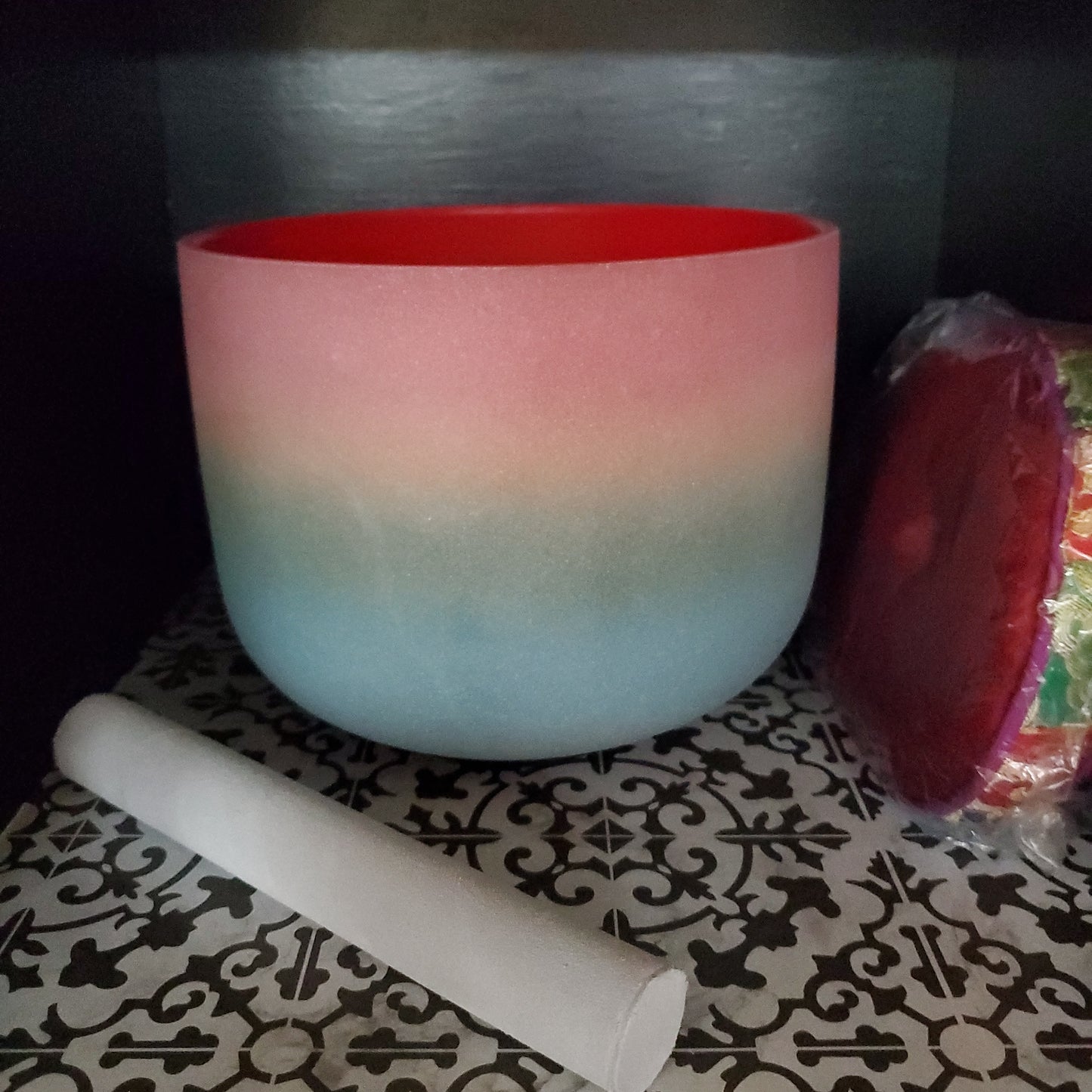 Rainbow Crystal Singing Bowl 8 Inch C Note (432) with Carrying Bag