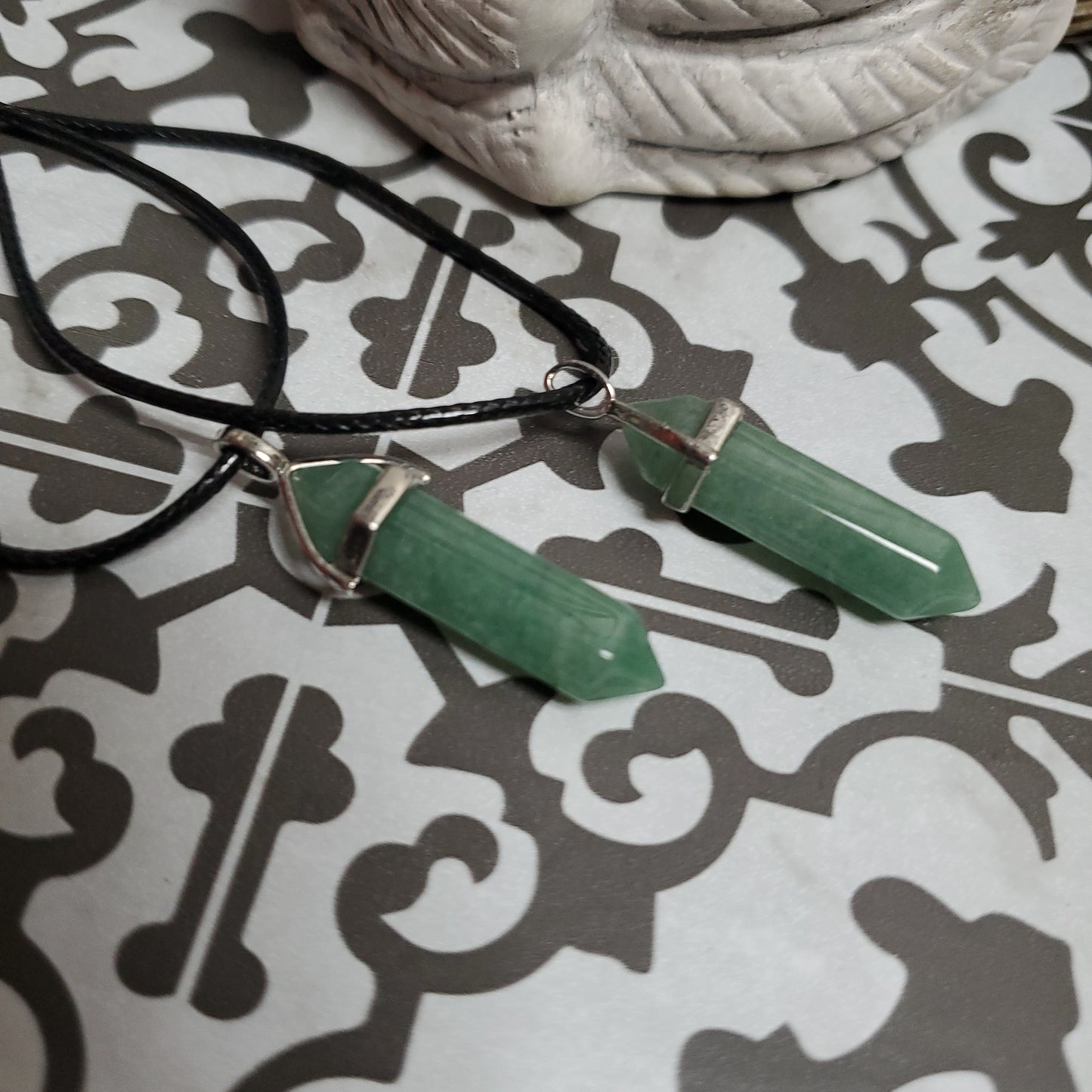Bi - Point Gemstone Pendants - Green Aventurine