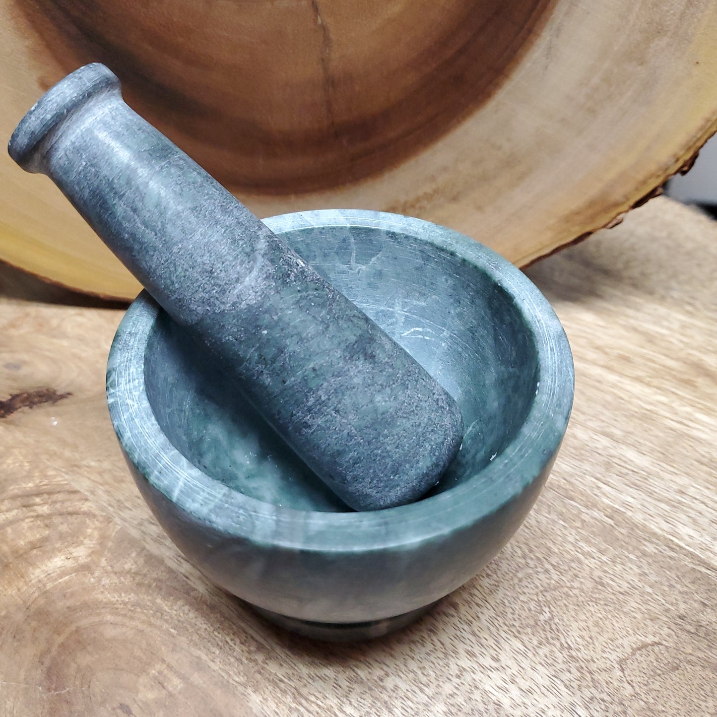 Large Green Soapstone Mortar and Pestle Set 4"