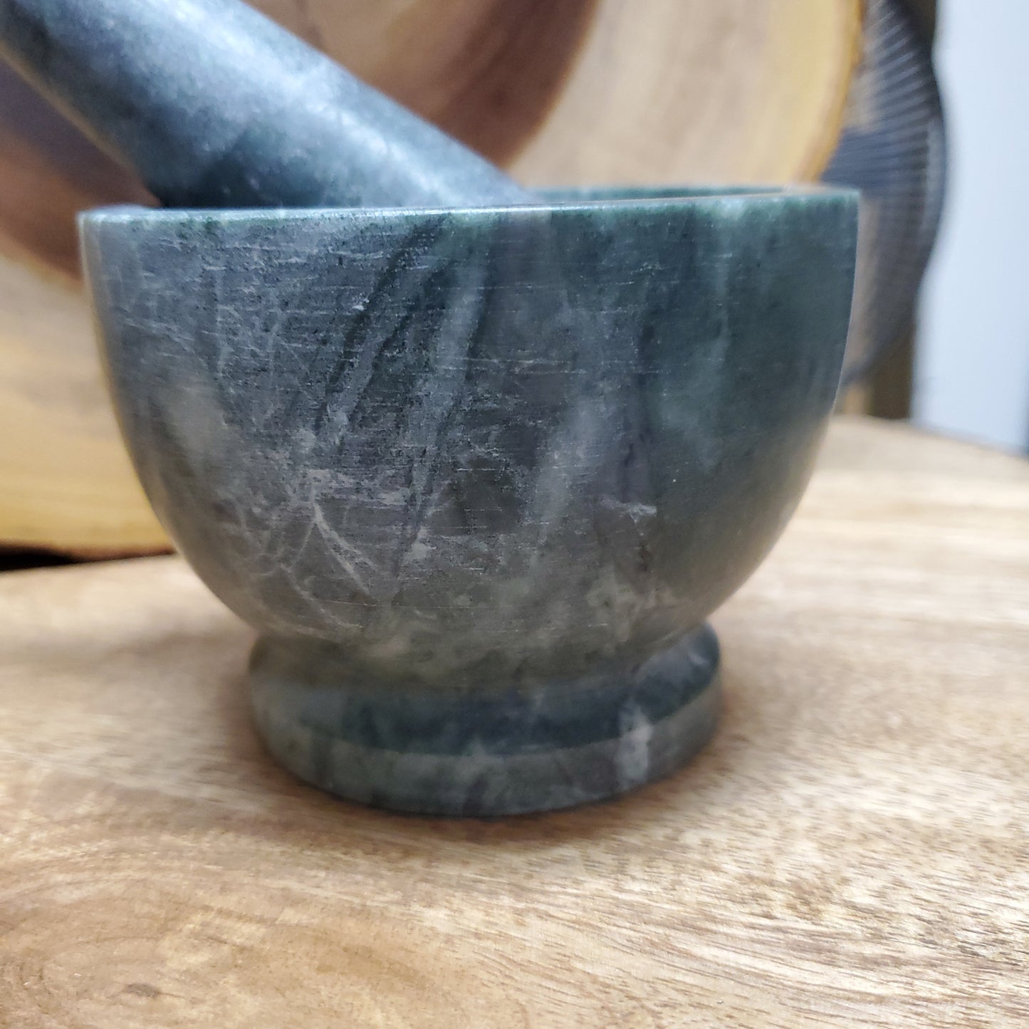 Large Green Soapstone Mortar and Pestle Set 4"