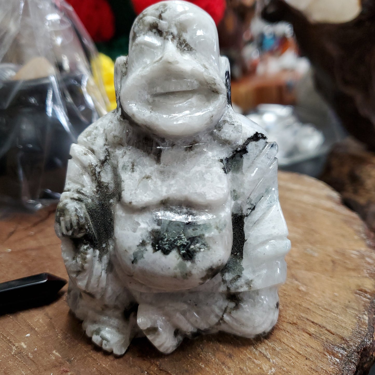 Hand Carved Buddha - Rainbow Moonstone - Collector Piece