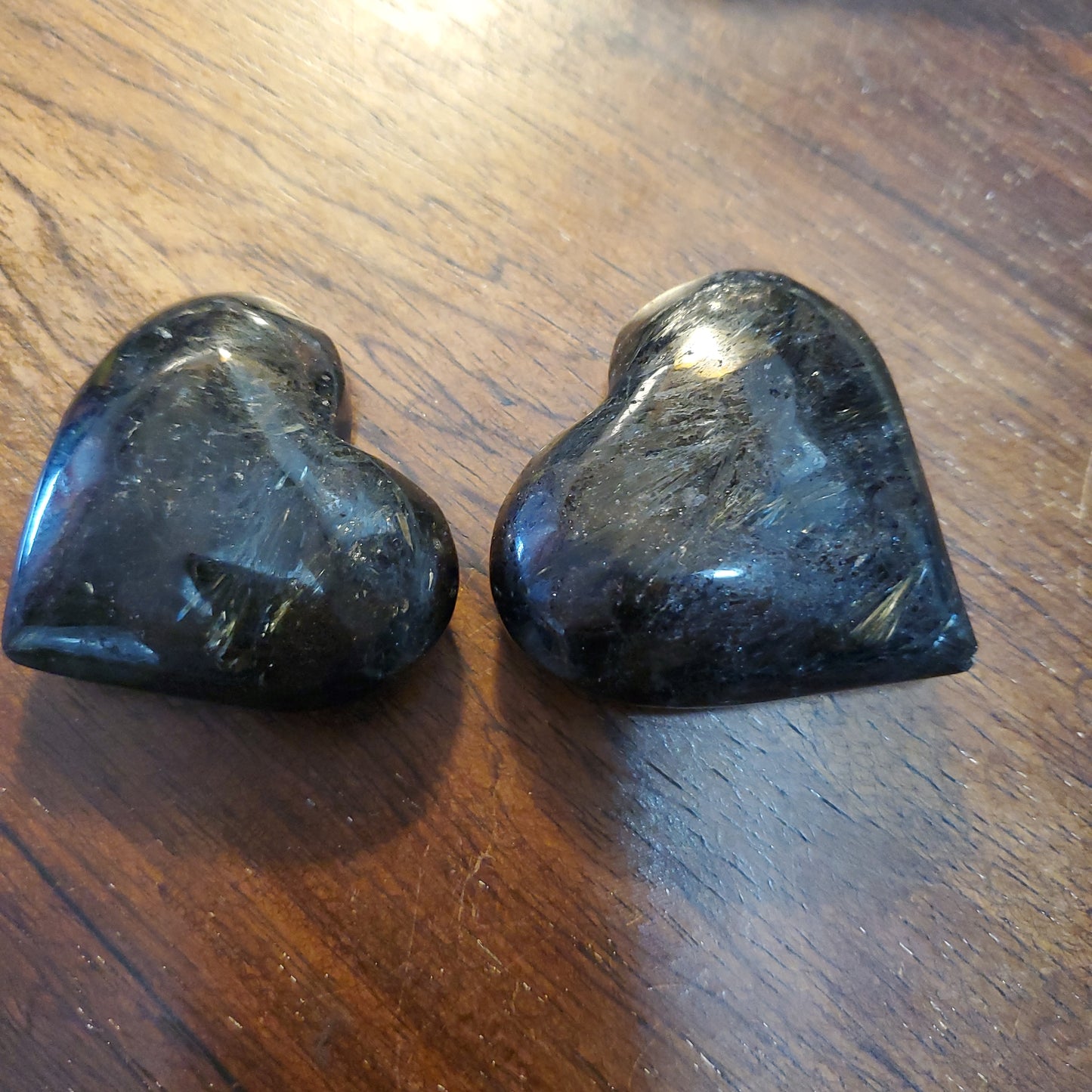 Astrophyllite Puffy Hand Carved Heart (Arfvedsonite)