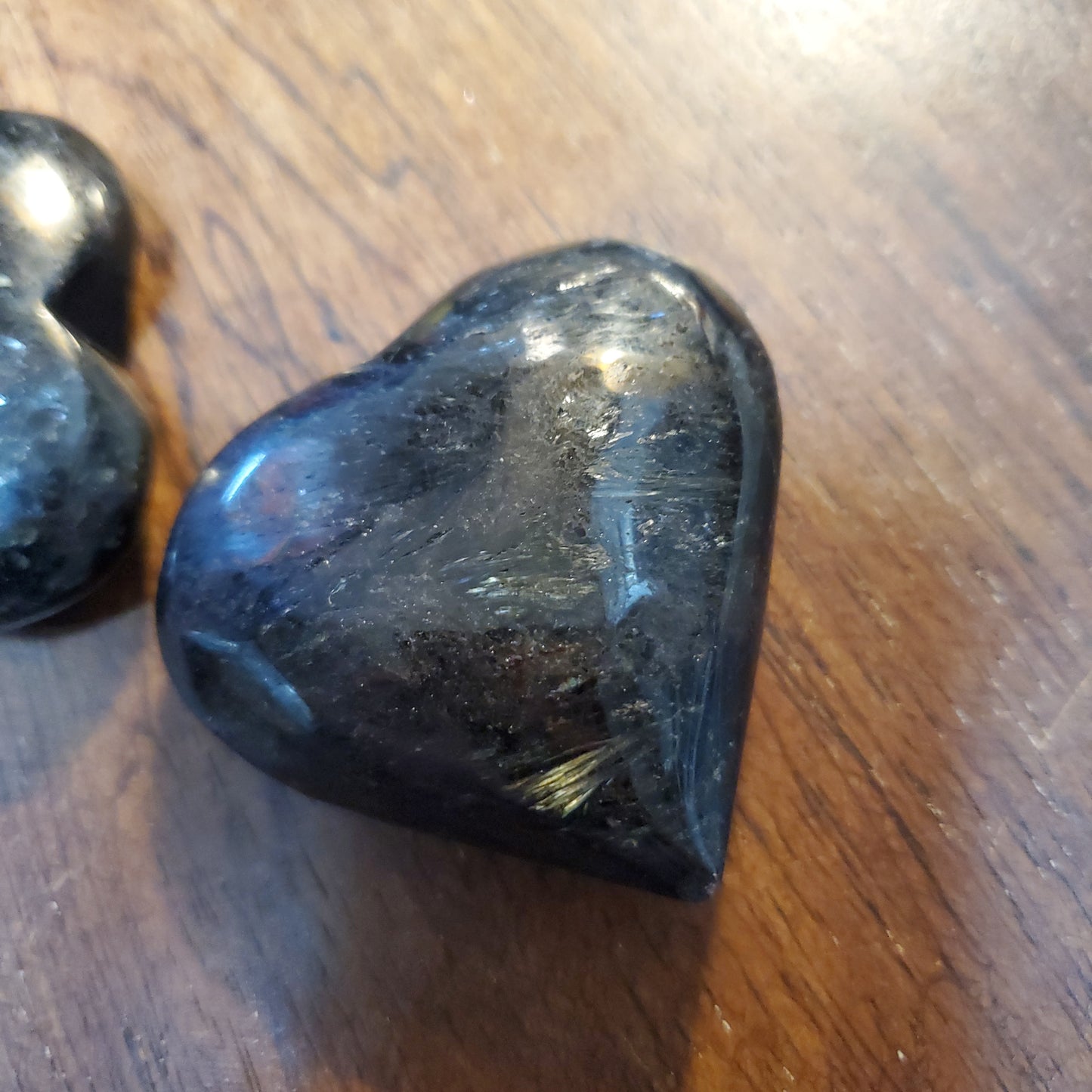 Astrophyllite Puffy Hand Carved Heart (Arfvedsonite)