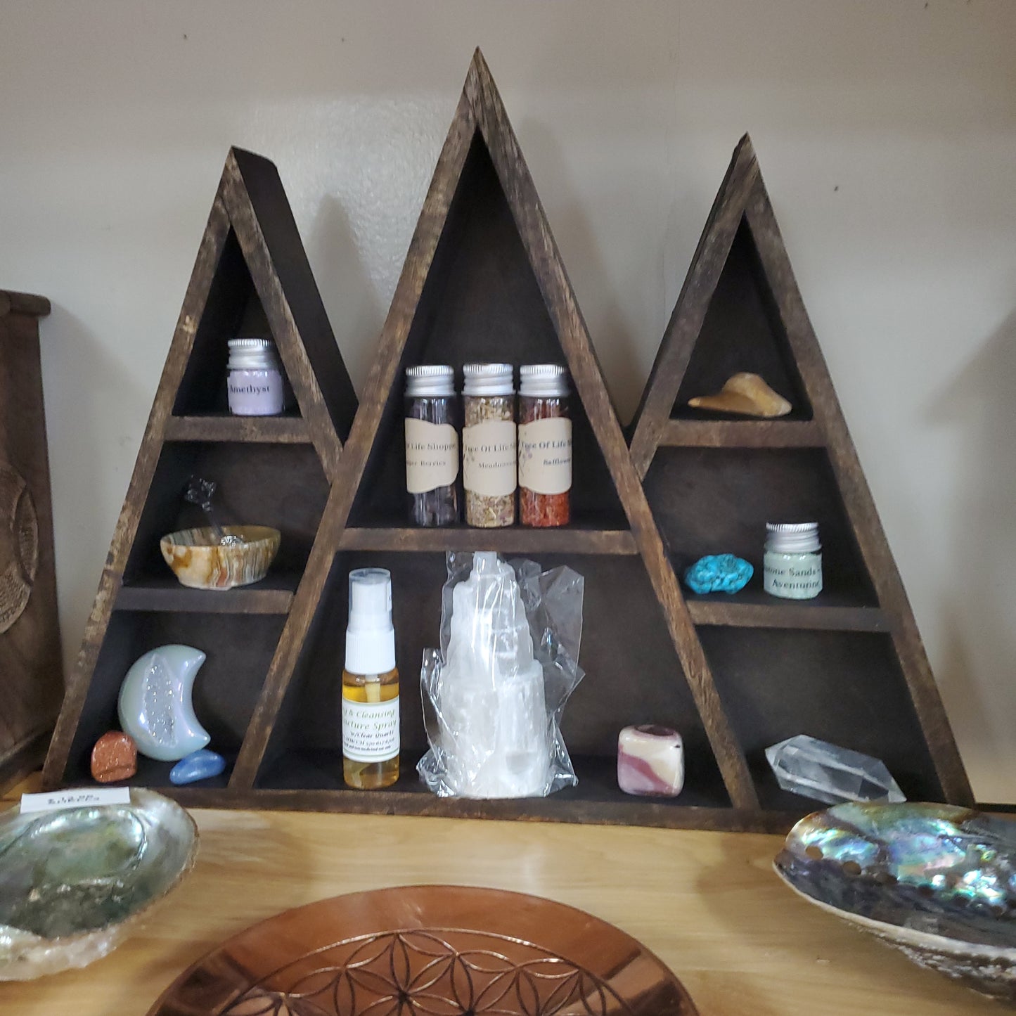 Wooden Wall Rack /shelf 3 Peaks approx. 16"