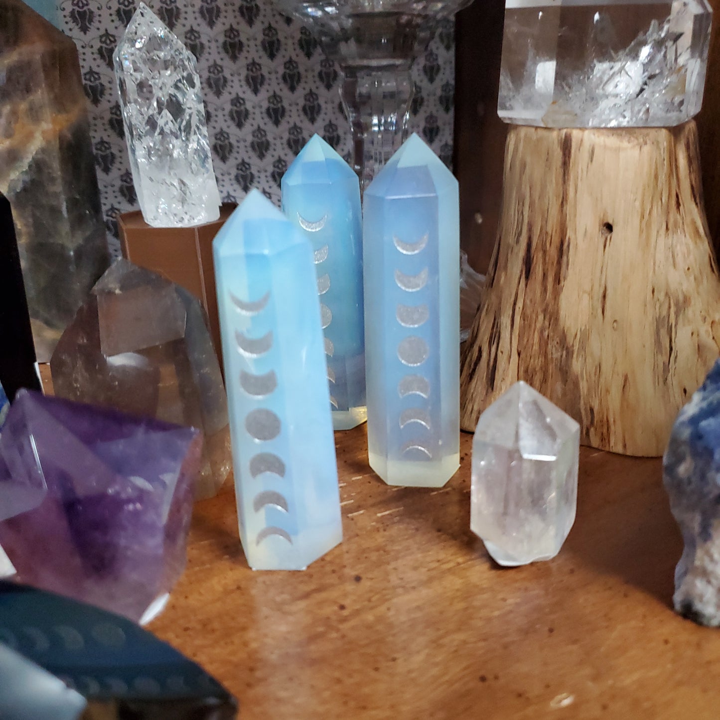 Opalite Etched Moon Phase Towers