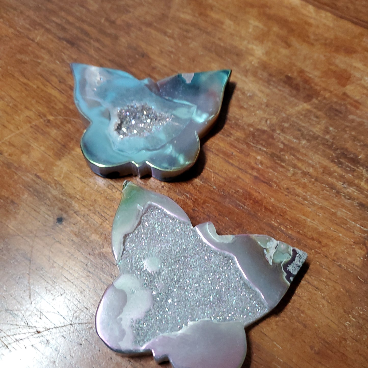 Aura Druzy Agate Butterfly Slice