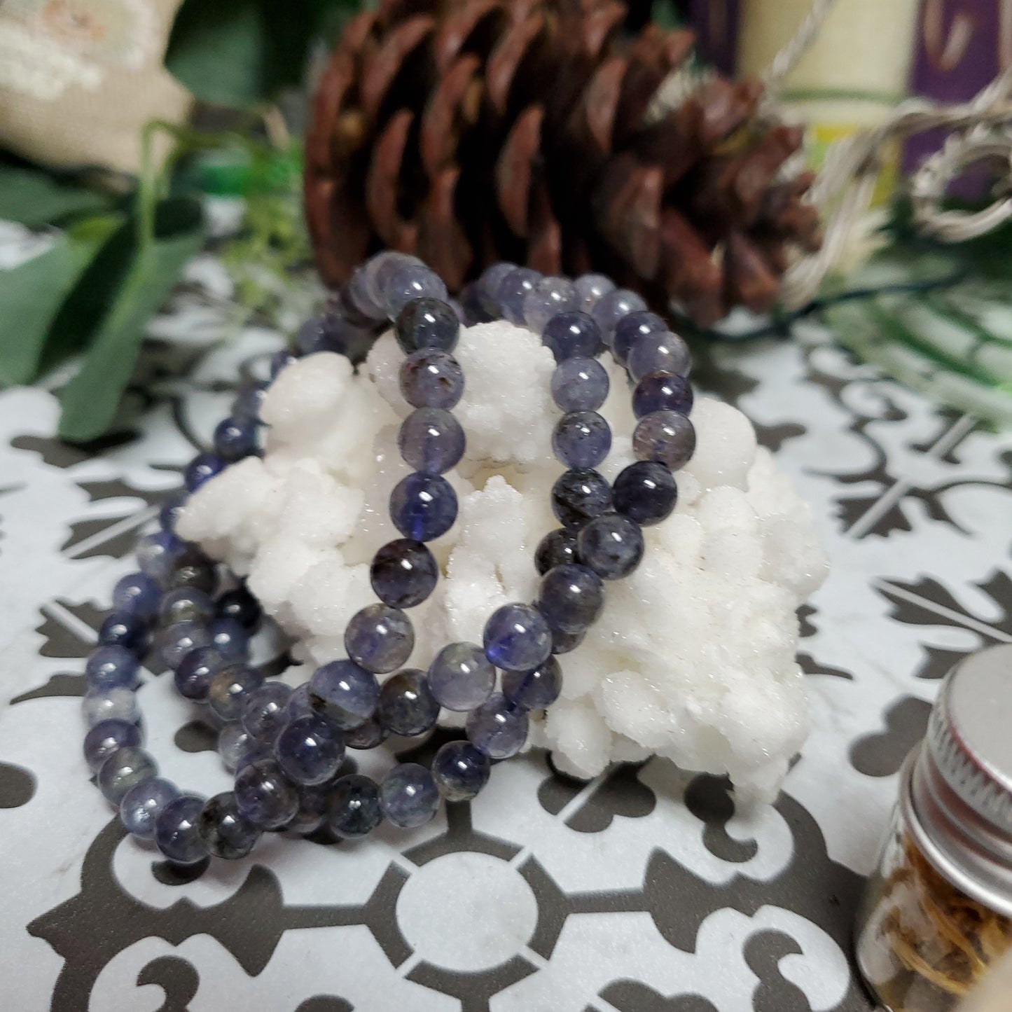 Iolite - Bead Bracelet 6mm