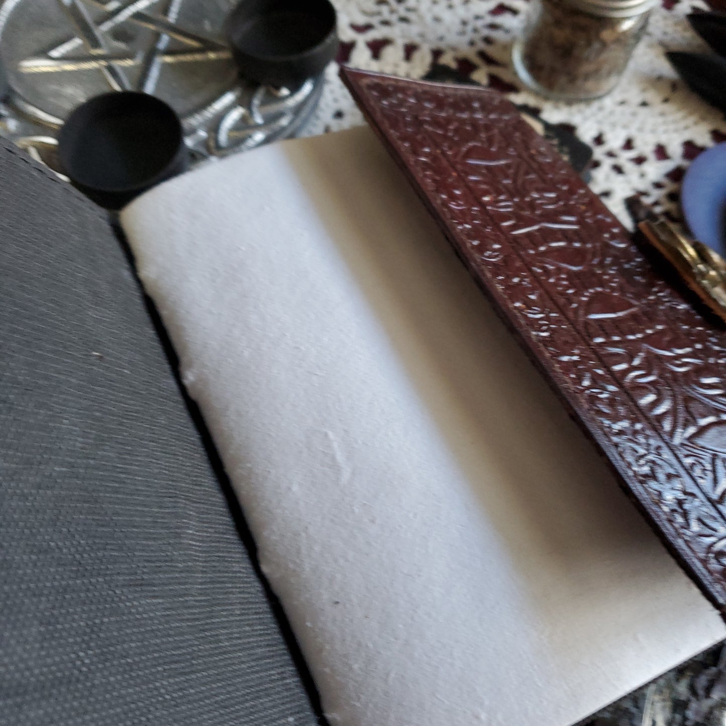 Pentagram leather blank book w/ lachet 5 x 7 (Style B)