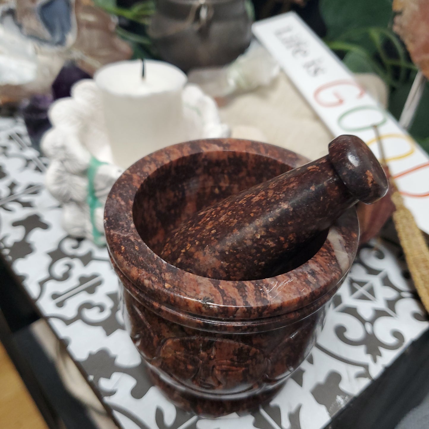 Triple Moon Soapstone Mortal & Pestle Set