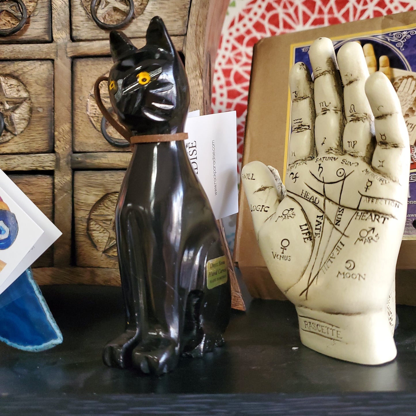 Black Onyx Carved Cat 4"