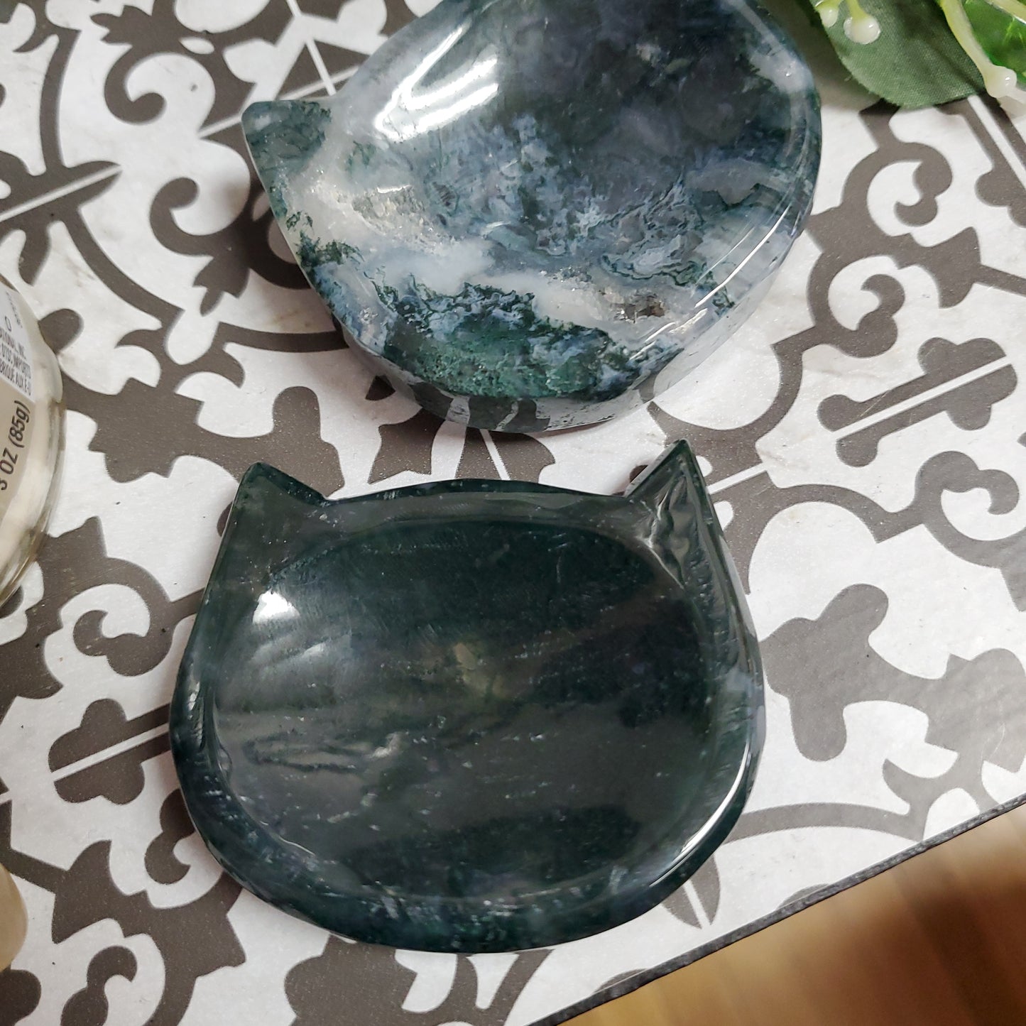 Moss Agate Cat Bowl