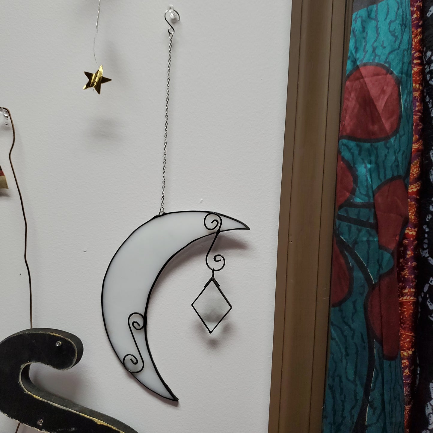 Stainedglass Moon with Star Dangle