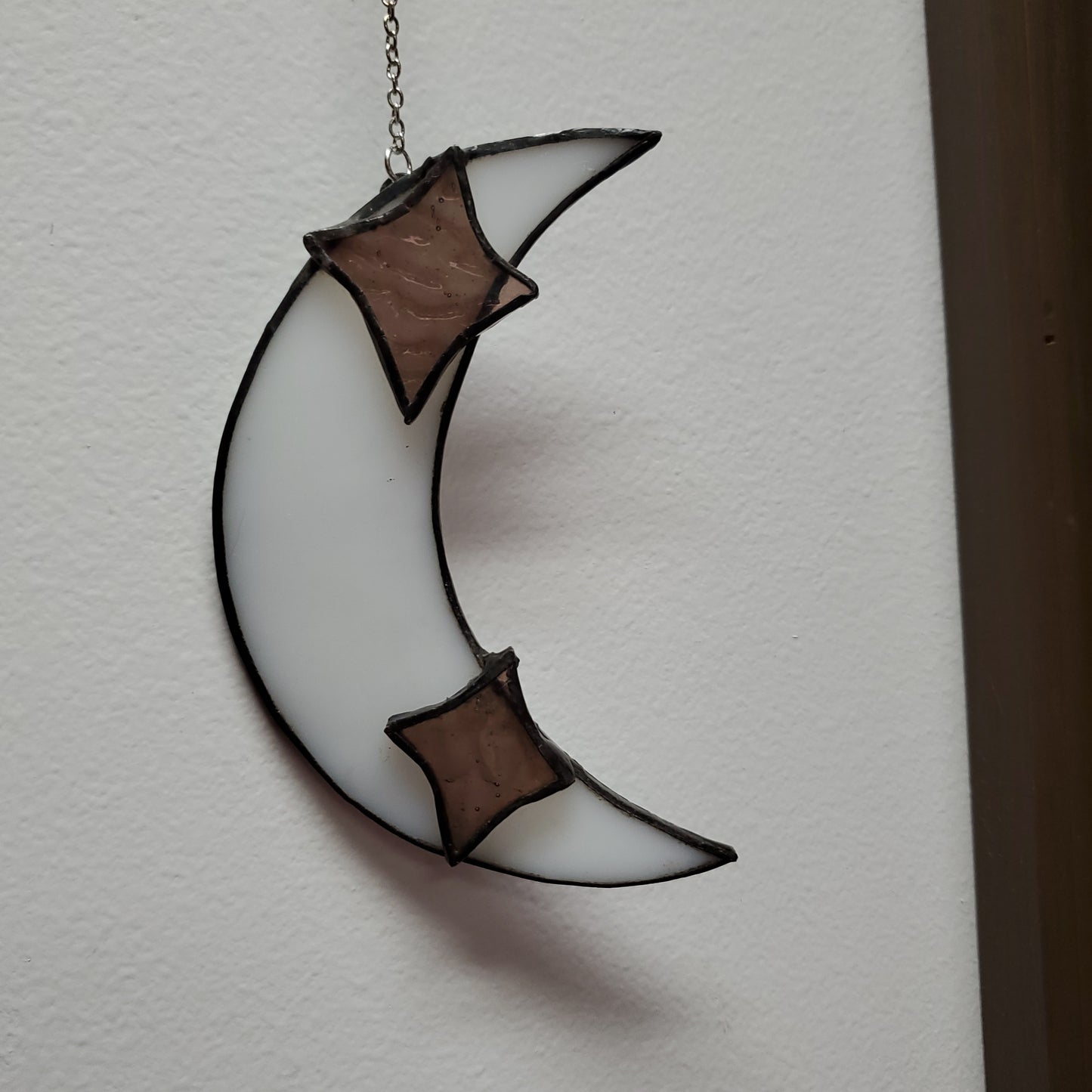 Stainedglass Moon with Stars Rose