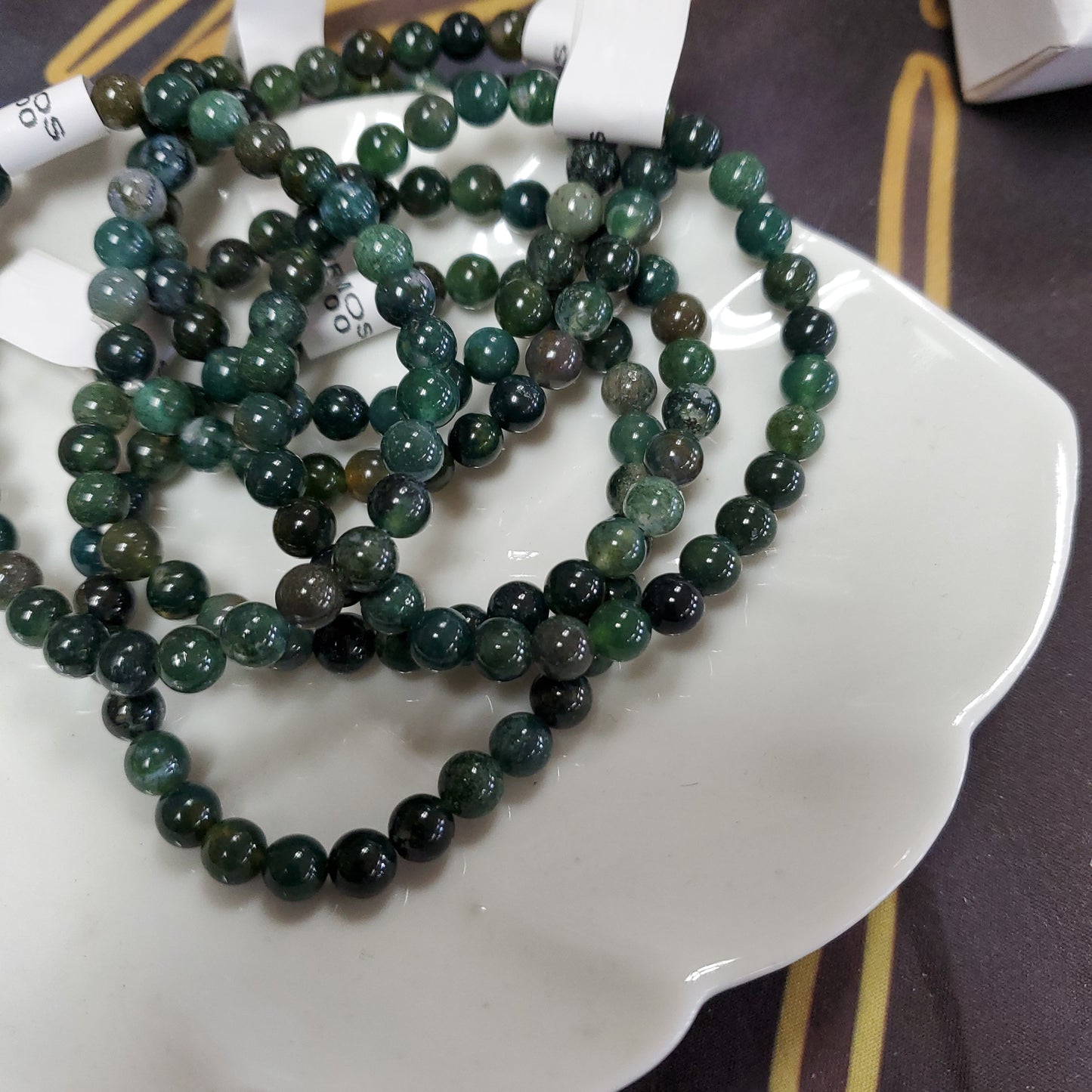 Men's Moss Agate - Bead Bracelet 8 mm