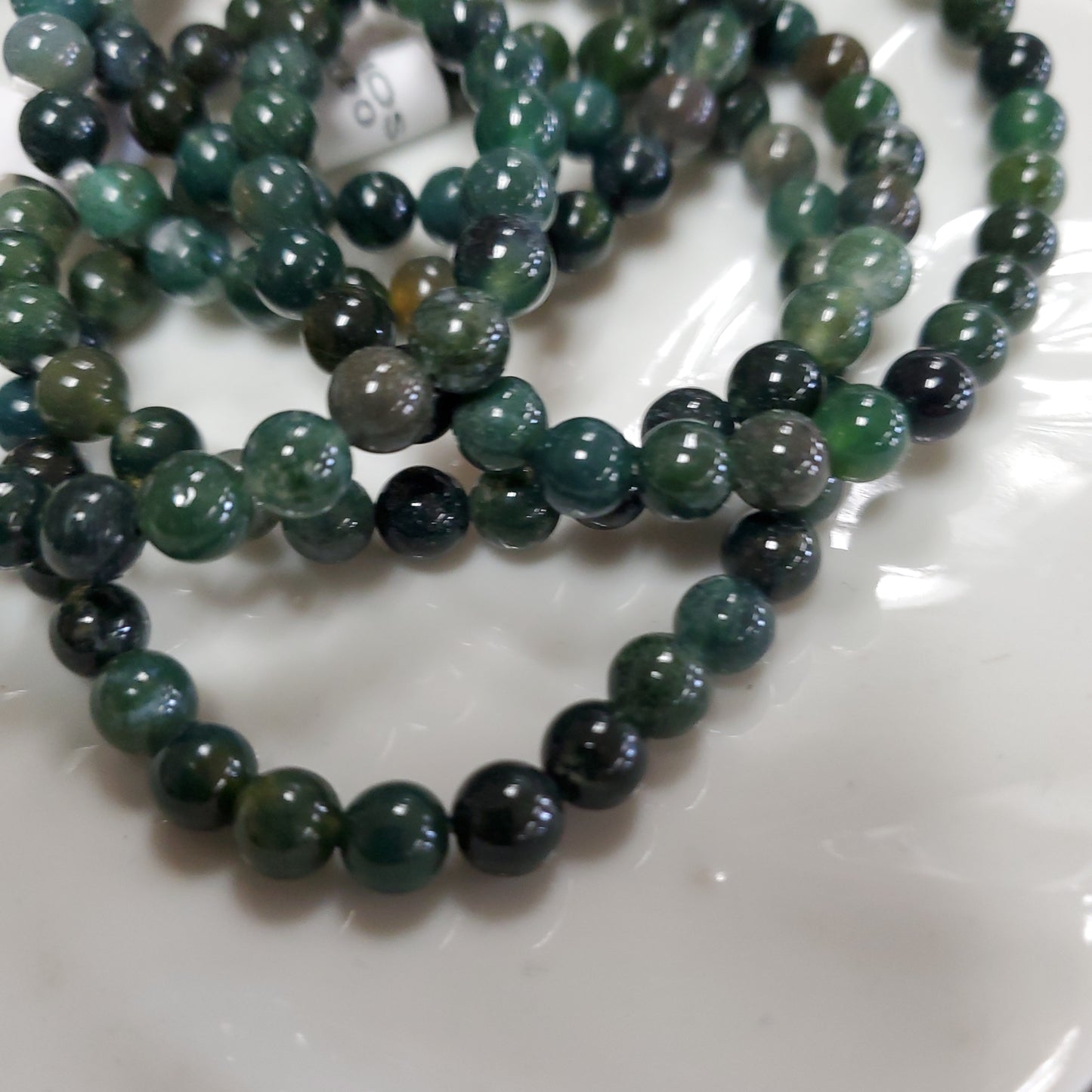 Men's Moss Agate - Bead Bracelet 8 mm