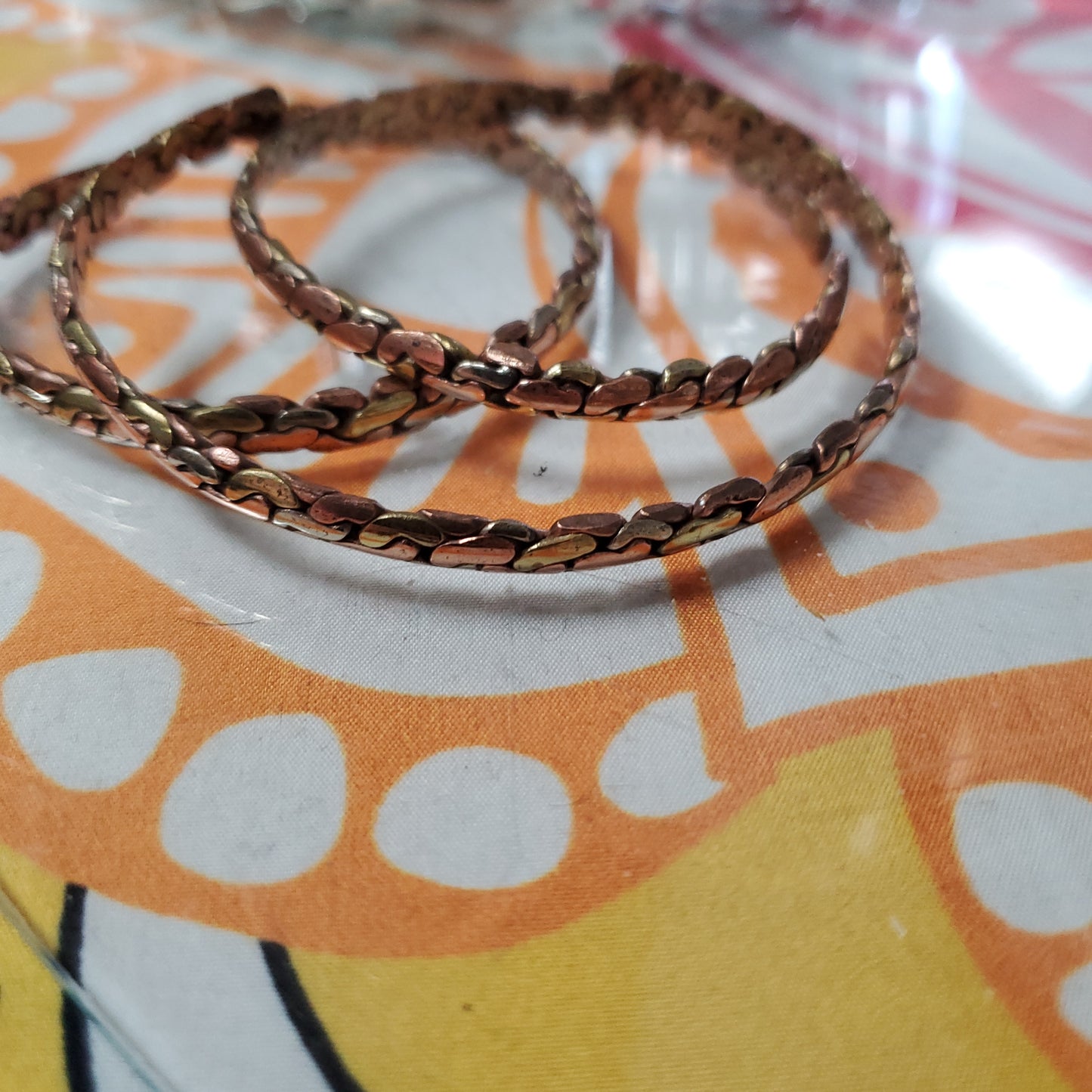 Copper Brass Braid Cuff Bracelet 1/8th "