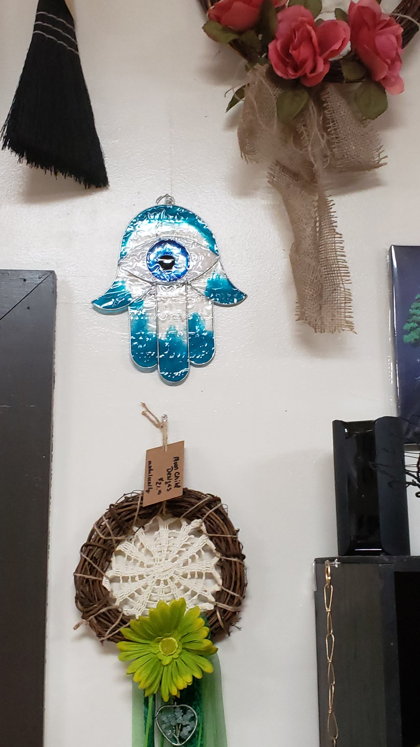 Hamsa with Evil Eye Stainglass Suncatcher - Tree Of Life Shoppe
