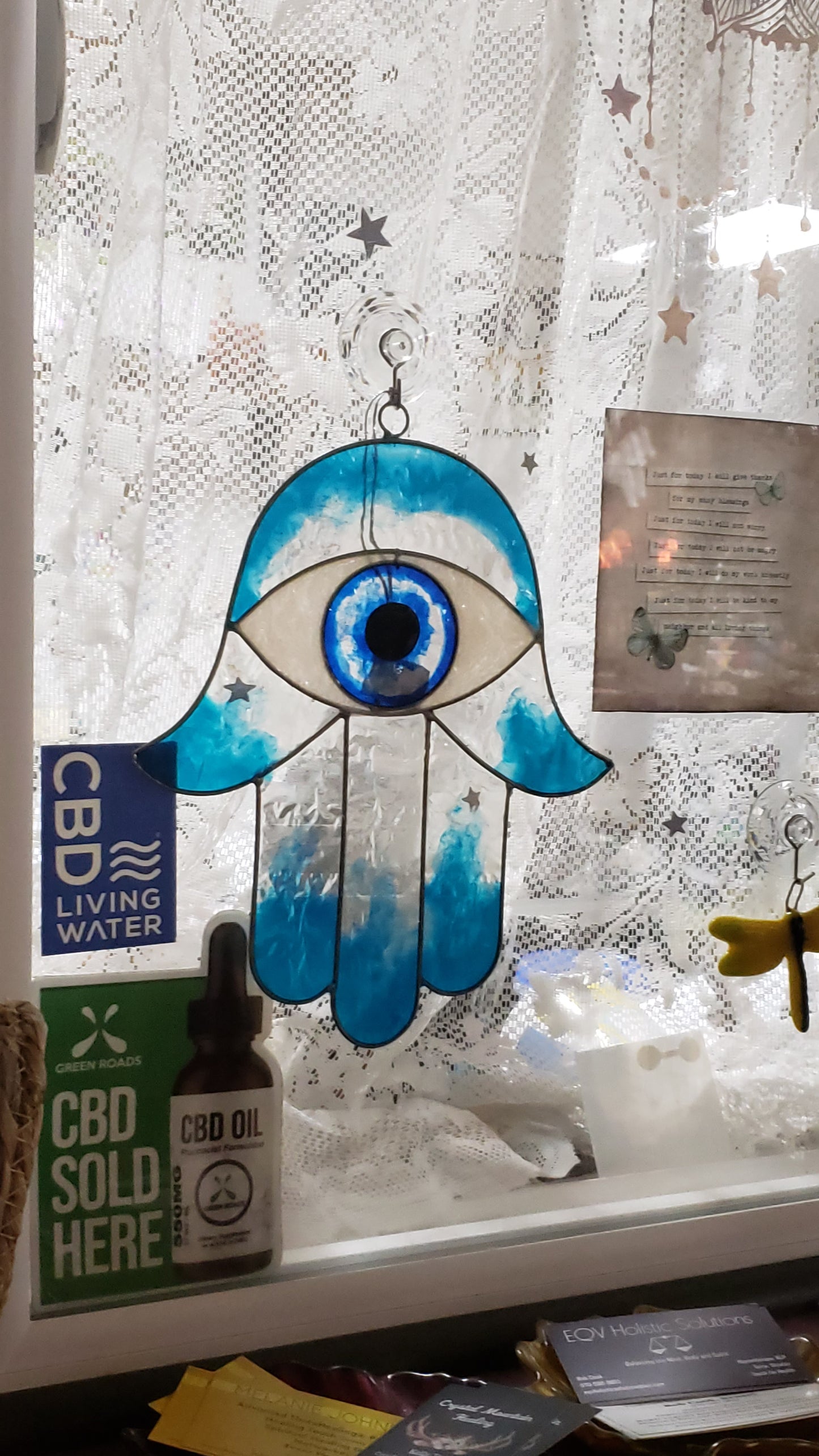 Hamsa with Evil Eye Stainglass Suncatcher - Tree Of Life Shoppe