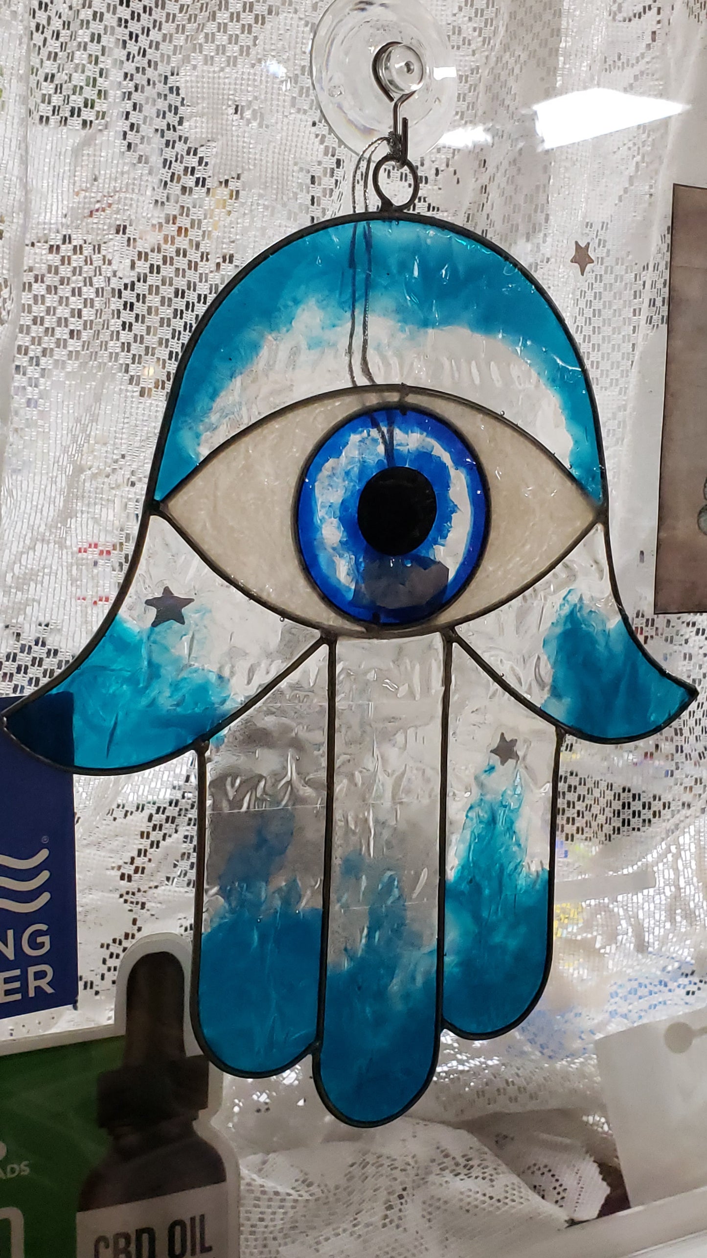 Hamsa with Evil Eye Stainglass Suncatcher - Tree Of Life Shoppe