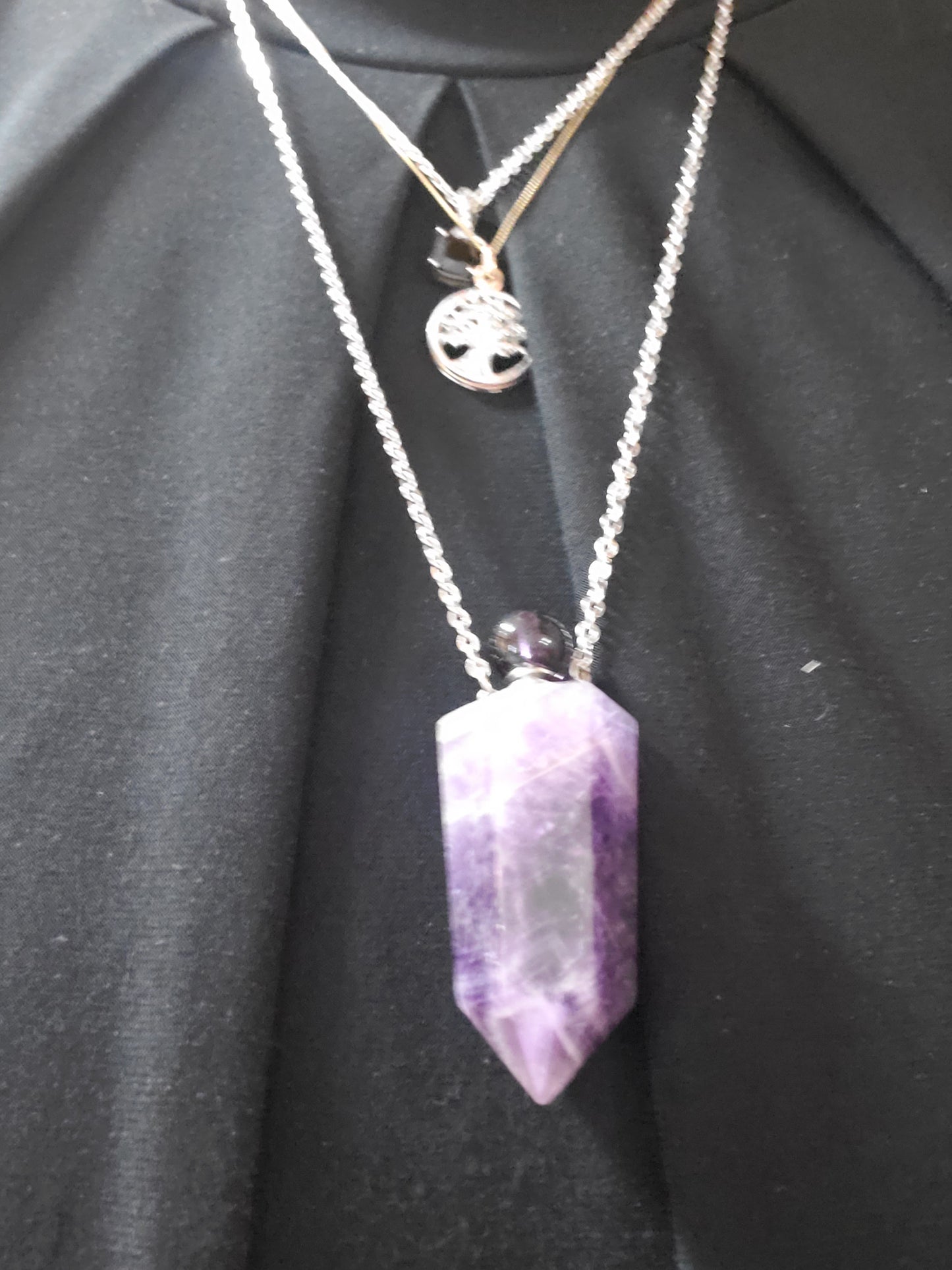 Crystal Gemstone Point Potion Bottle Pendants - Various