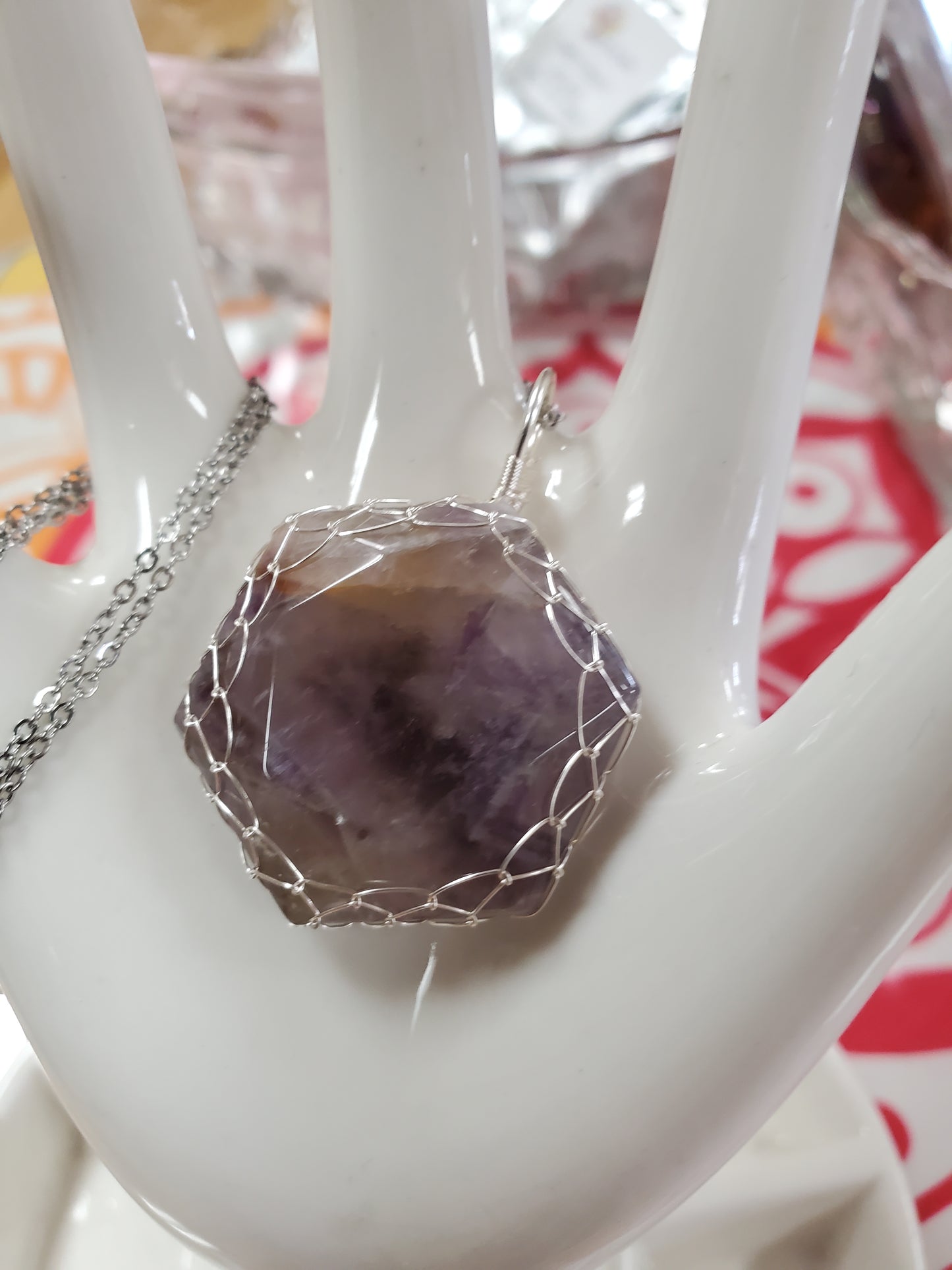 Hexagon Hand Wrapped Crystal Pendants - Varios