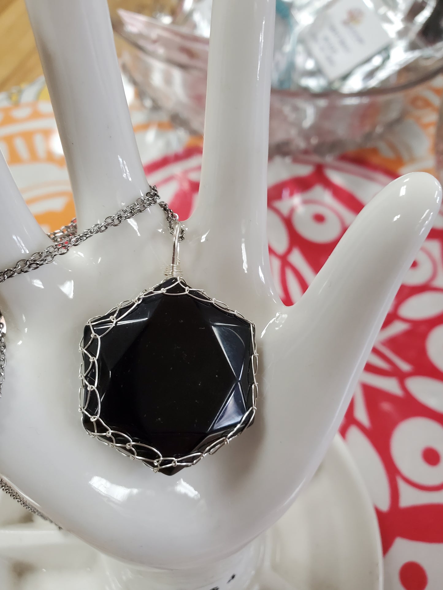 Hexagon Hand Wrapped Crystal Pendants - Varios