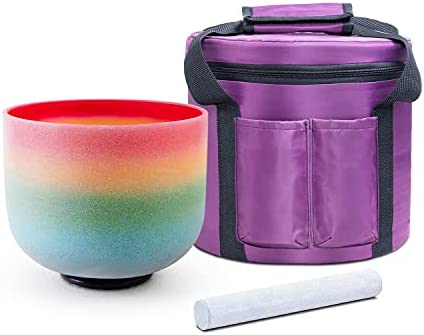 Rainbow Crystal Singing Bowl 8 Inch C Note (432) with Carrying Bag