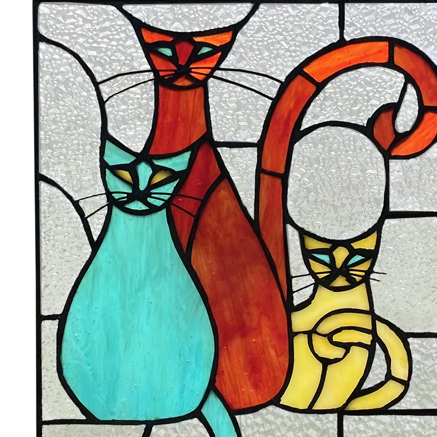 Coy Cats Trio Multicolor Stain Glass Window