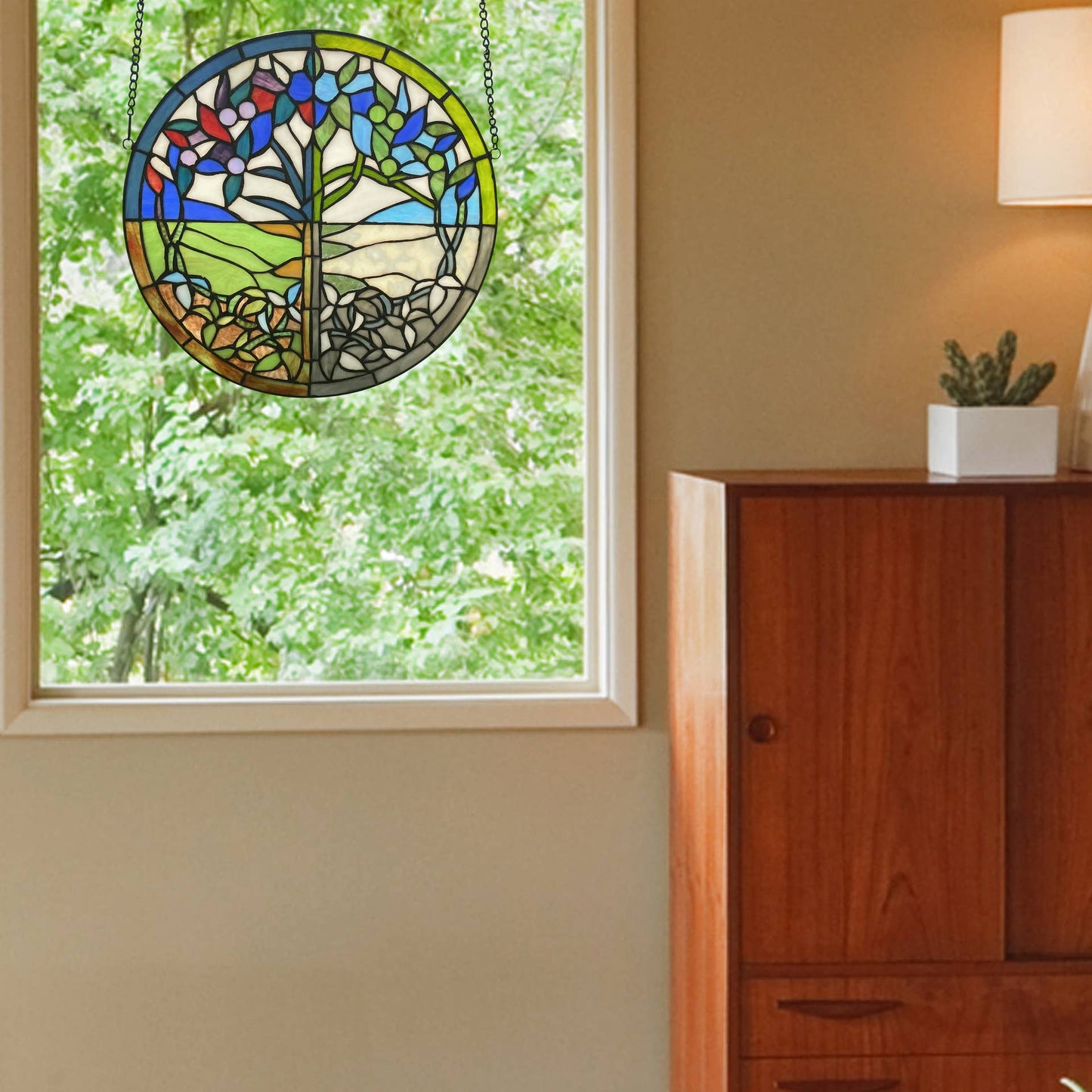 Multicolor Tree Of Life - Seasons Stainedglass Window Panel