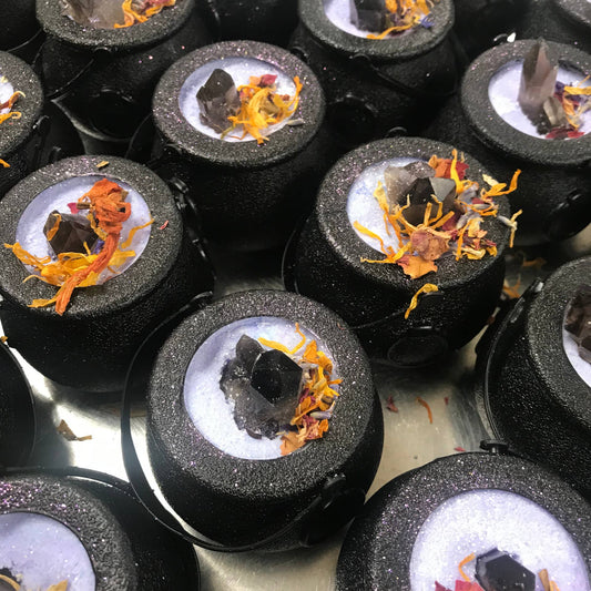 Elemental Earth Smoky Quartz Crystal Bath Bomb Cauldron - Smokey Quartz Point