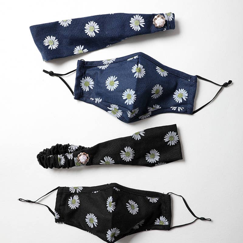 Floral Bandana Print Headband and Face Mask Set - Tree Of Life Shoppe