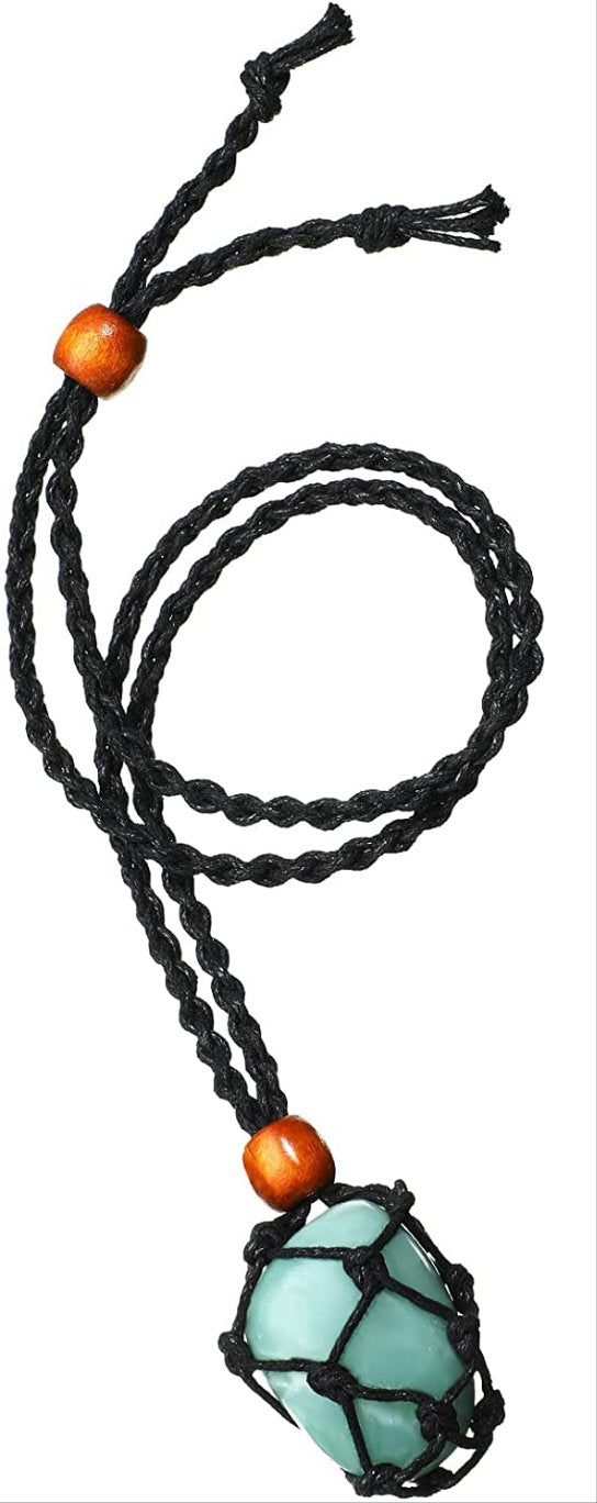 Macrame Pouch Necklace or Car Mirror Charm