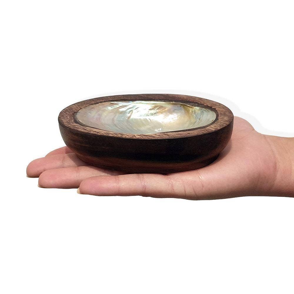 Sono Wood with Capiz Inlay Oval Bowl