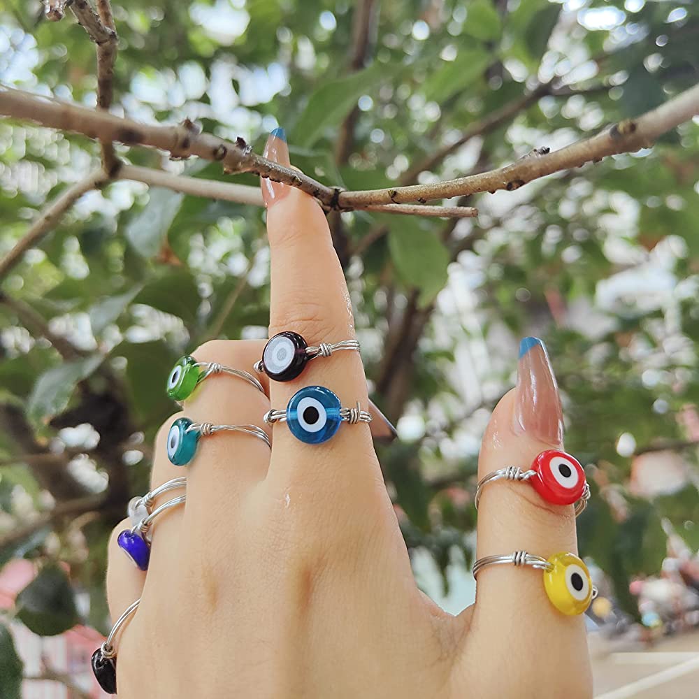 Evil Eye Wire Wrap Rings - Various