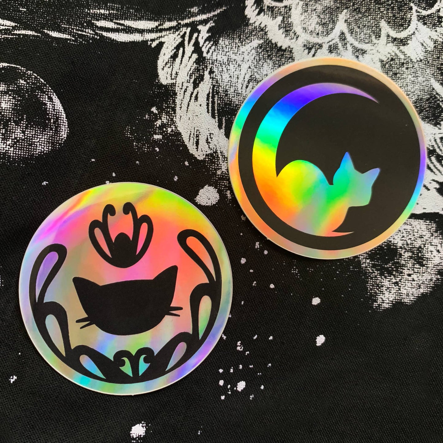 Holographic Spirit Cat Stickers - Set of 2