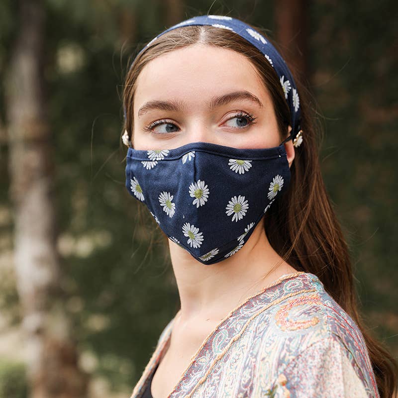 Floral Bandana Print Headband and Face Mask Set - Tree Of Life Shoppe
