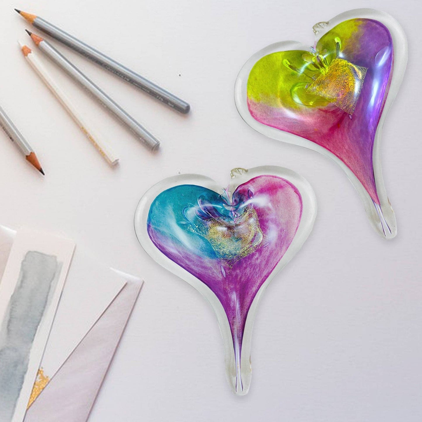 Blown Glass Medium Heart by Luke Adams 5” - Suncatcher