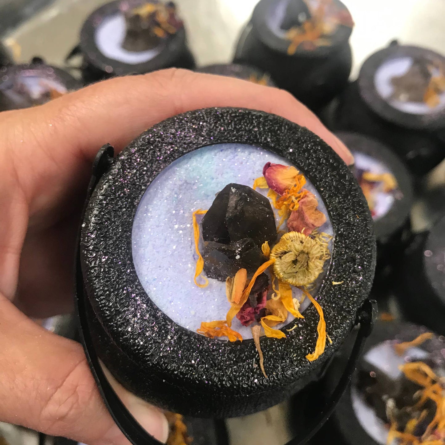 Elemental Earth Smoky Quartz Crystal Bath Bomb Cauldron - Smokey Quartz Point