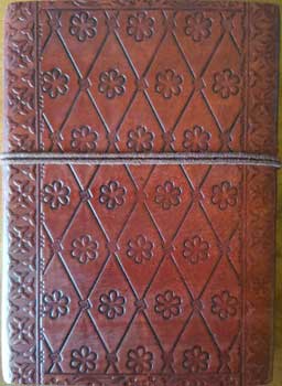 Triple Moon with Stone Embossed Leather Journal w/ cord - Tree Of Life Shoppe