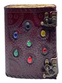 Chakra Aged Looking Paper leather with Stones w/ latch
6 x 8"