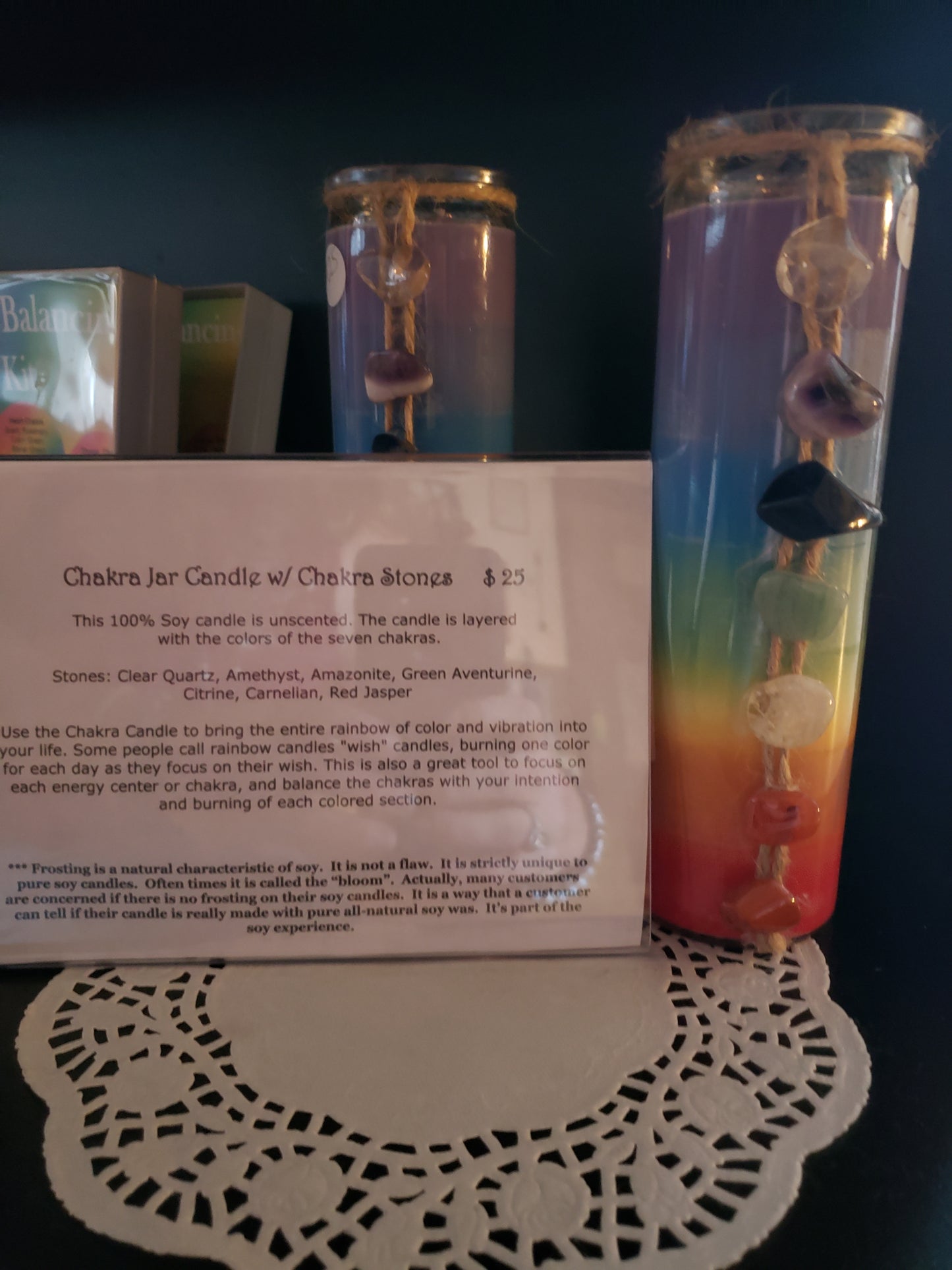 Chakra Soy Jar Candle with Stones - Tree Of Life Shoppe