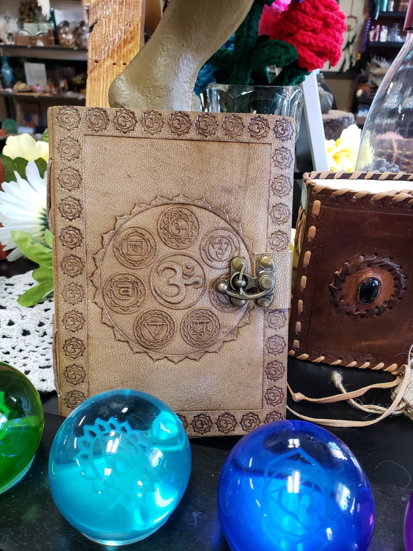 Chakra Embossed Leather Journal With Latch - Tree Of Life Shoppe