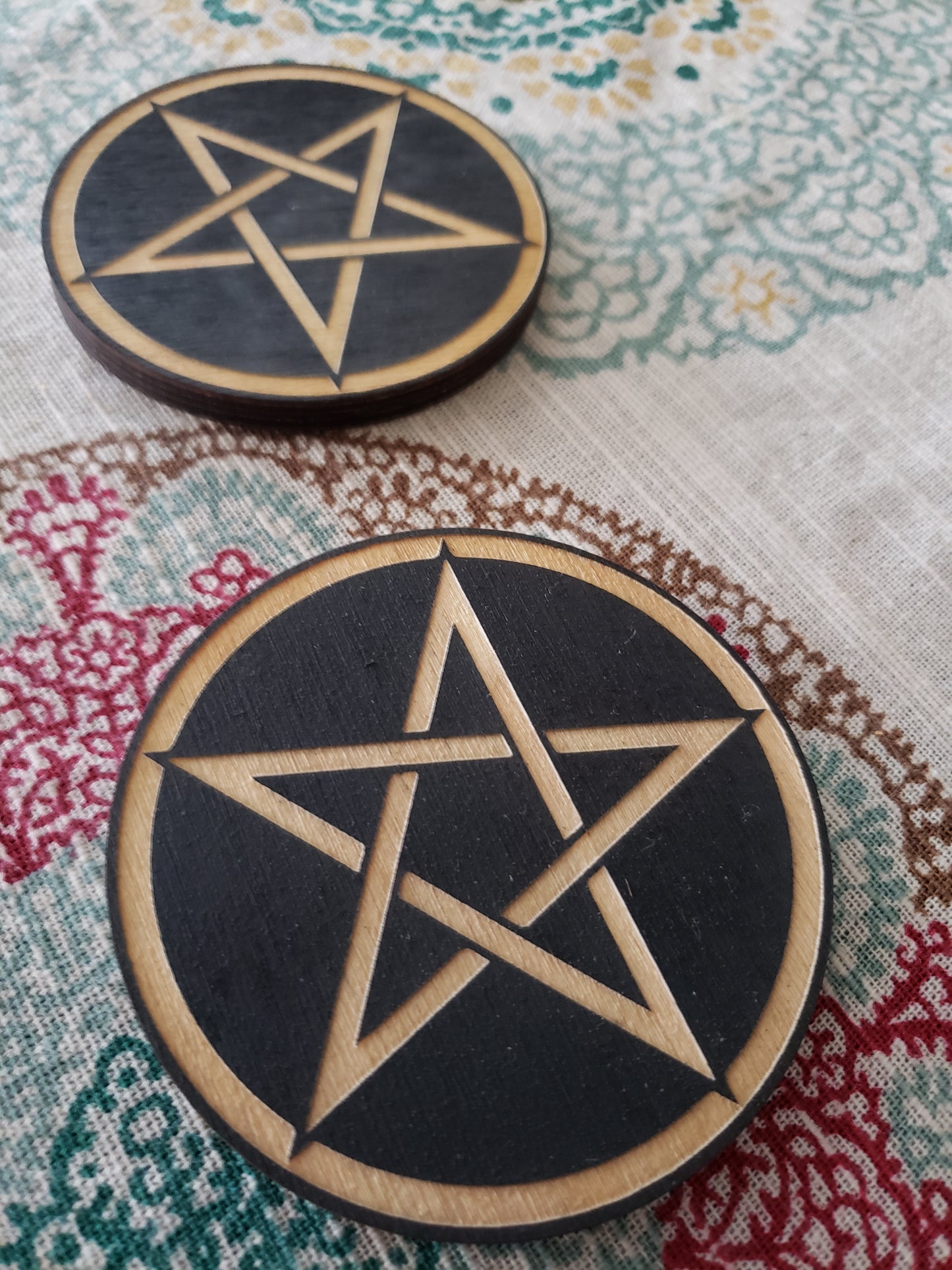 Pentagram / Pentacle Engraved Wooden Magnet - Tree Of Life Shoppe