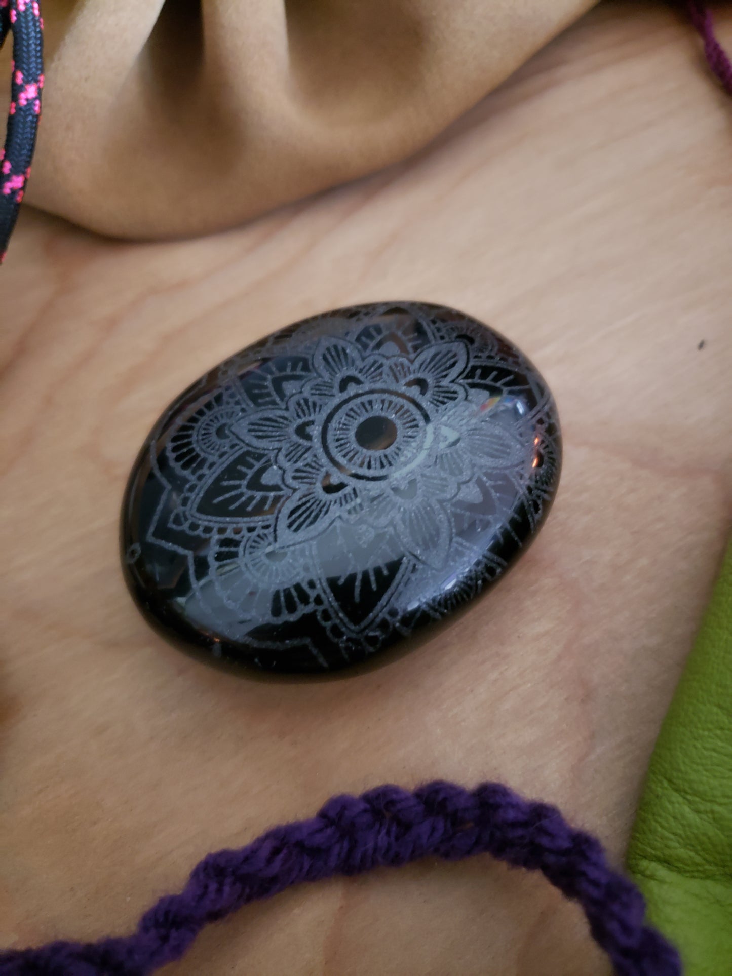 Engraved Black Obsidian Mandala Stones - Tree Of Life Shoppe