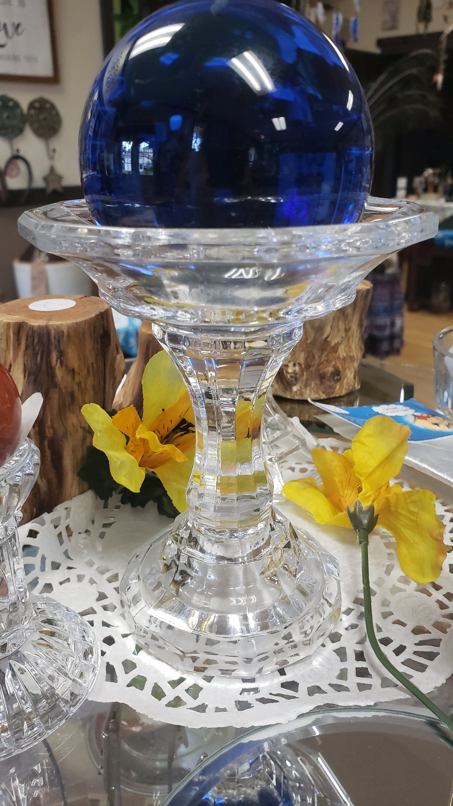 Large Glass Crystal Ball / Candle Stands - Tree Of Life Shoppe