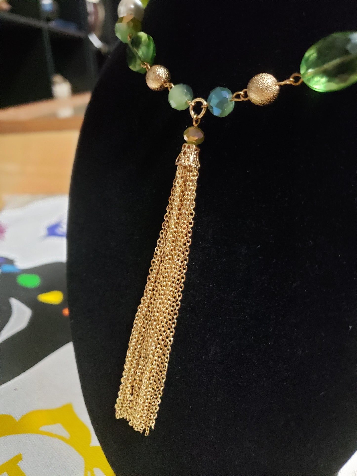 Beaded Jewelry Set - Green & Gold - Tree Of Life Shoppe