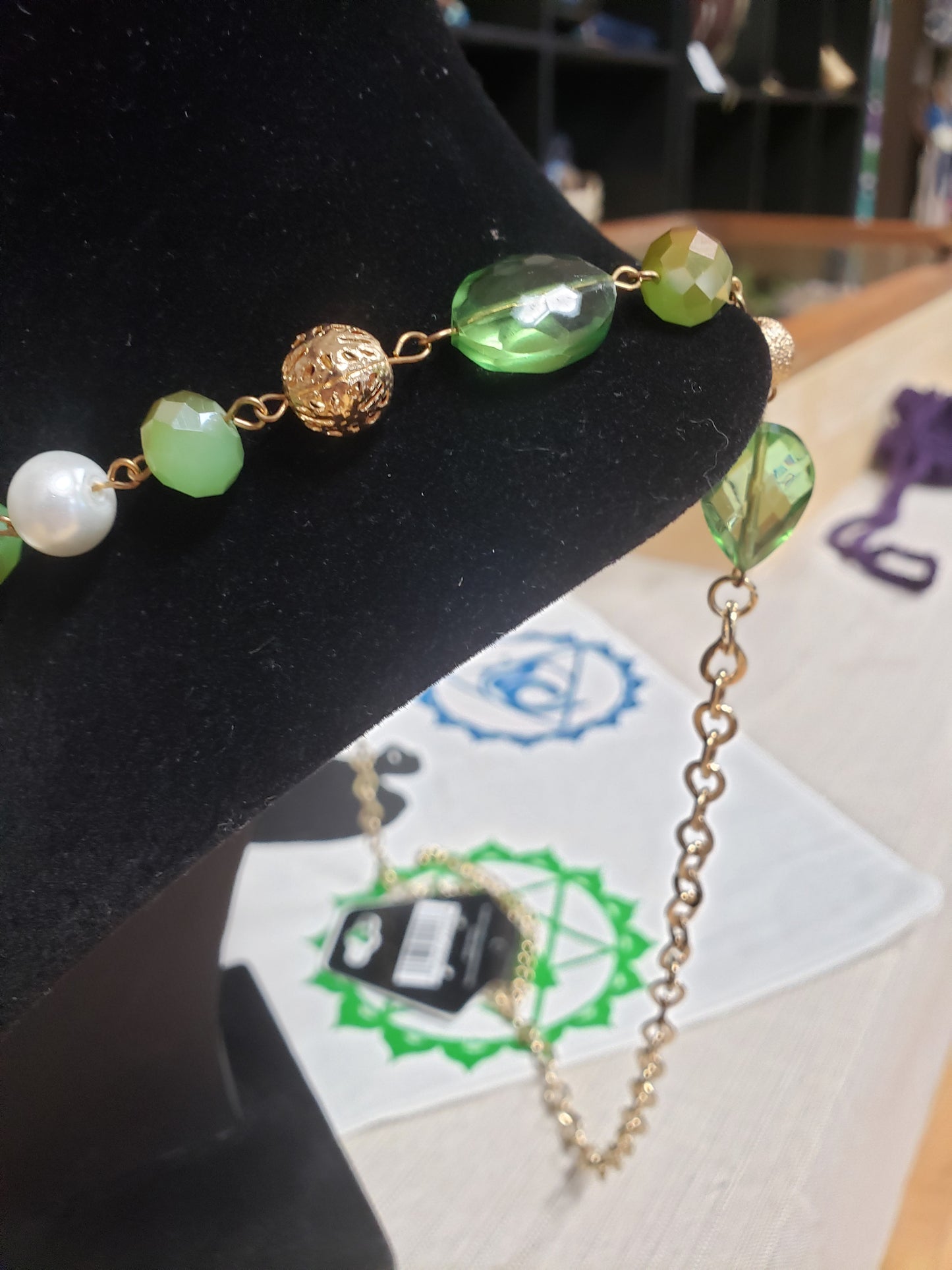 Beaded Jewelry Set - Green & Gold - Tree Of Life Shoppe
