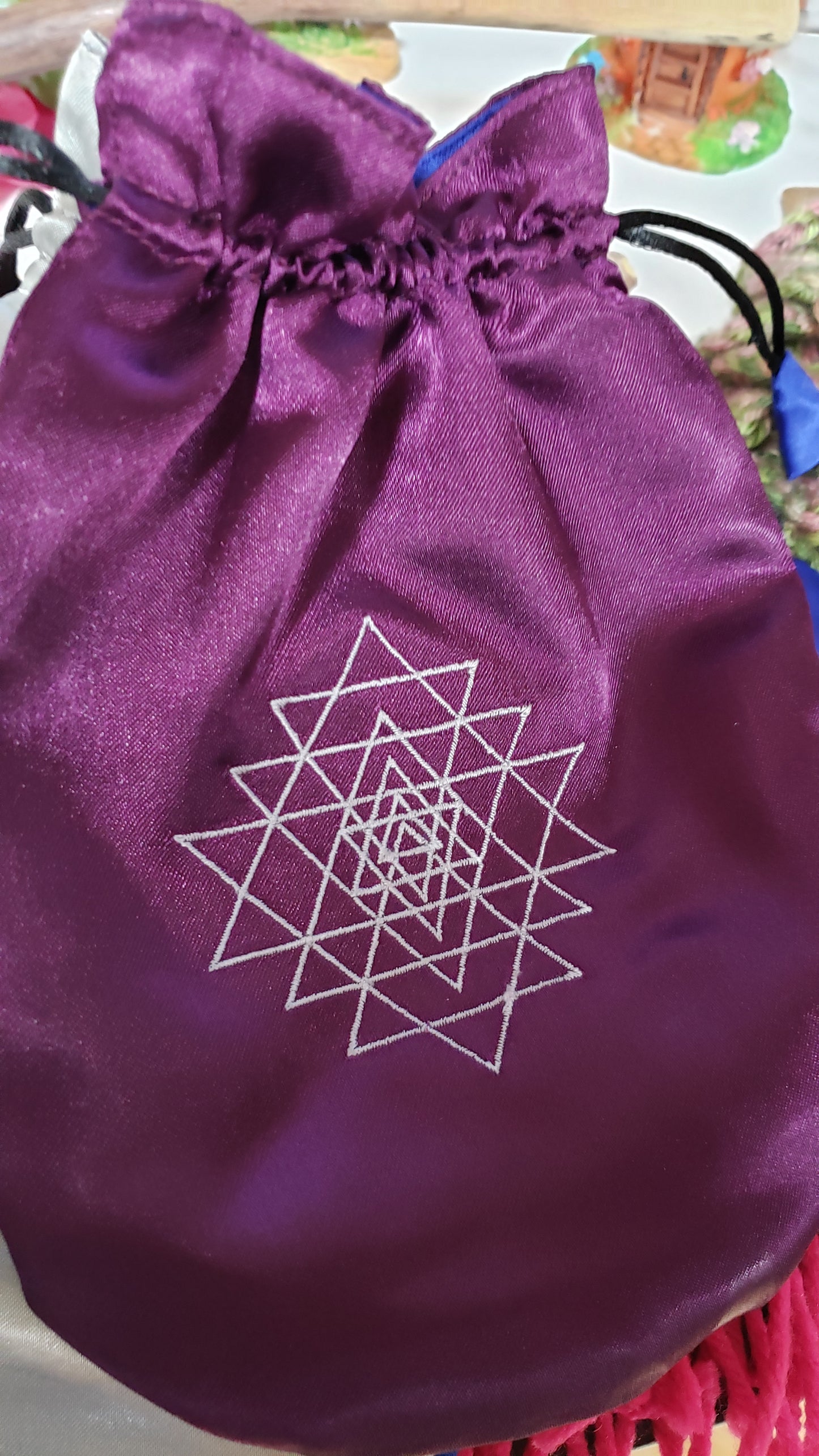 Satin Embroidered Tarot Bag /Oracle Bag - Tree Of Life Shoppe