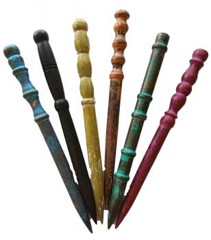 Long Magic Wood Wand with Brass Inlay 15"