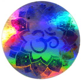 Halographic Sticker: Om Mandala, 4x4 inch